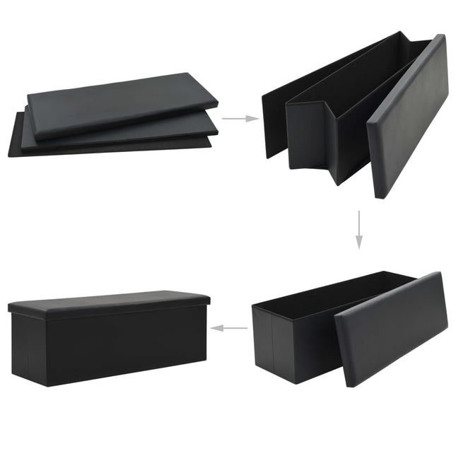 Banc De Rangement Pliable Similicuir 110 X 38 X 38 Cm