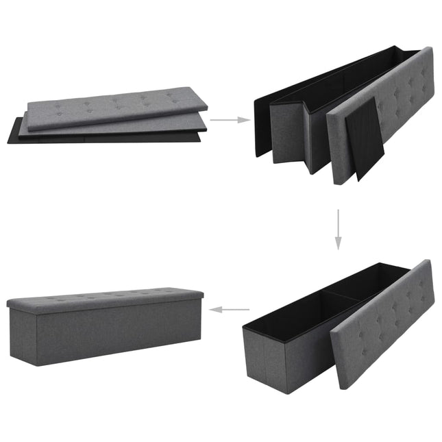 Banc De Rangement Pliable Faux Lin 150 X 38 X 38 Cm