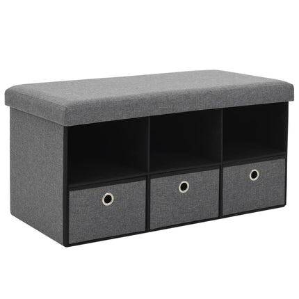 Banc De Rangement Pliable Faux Lin 76 X 38 X 38 Cm