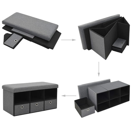 Banc De Rangement Pliable Faux Lin 76 X 38 X 38 Cm