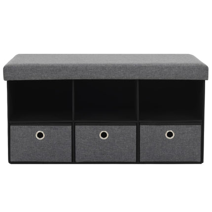 Banc De Rangement Pliable Faux Lin 76 X 38 X 38 Cm