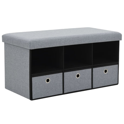 Banc De Rangement Pliable Faux Lin 76 X 38 X 38 Cm