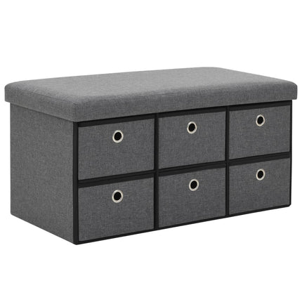 Banc De Rangement Pliable Faux Lin 76 X 38 X 38 Cm