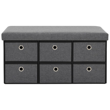 Banc De Rangement Pliable Faux Lin 76 X 38 X 38 Cm