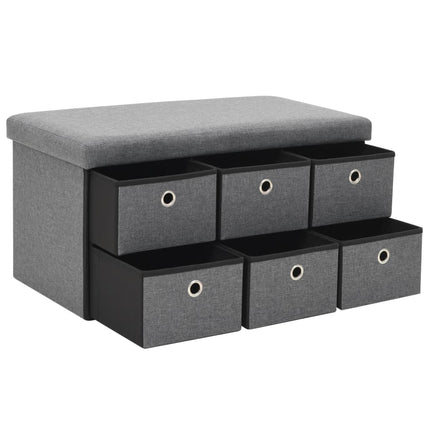 Banc De Rangement Pliable Faux Lin 76 X 38 X 38 Cm