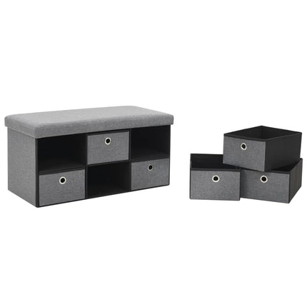 Banc De Rangement Pliable Faux Lin 76 X 38 X 38 Cm