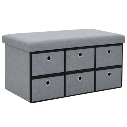 Banc De Rangement Pliable Faux Lin 76 X 38 X 38 Cm