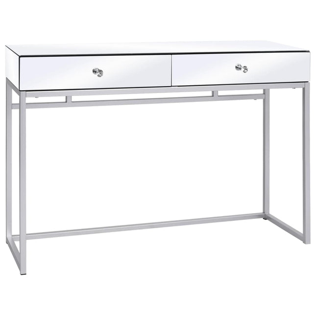 Table Console Miroir Acier Et Verre 107 X 33 X 77 Cm