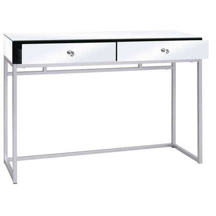 Table Console Miroir Acier Et Verre 107 X 33 X 77 Cm