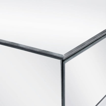 Table Console Miroir Acier Et Verre 107 X 33 X 77 Cm