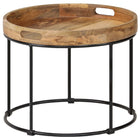 Table Basse Bois De Manguier Massif Et Acier 50X40 Cm