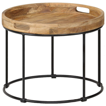 Table Basse Bois De Manguier Massif Et Acier 50X40 Cm
