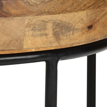 Table Basse Bois De Manguier Massif Et Acier 50X40 Cm