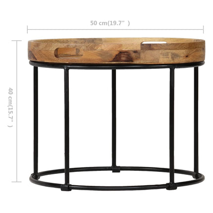 Table Basse Bois De Manguier Massif Et Acier 50X40 Cm