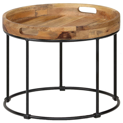 Table Basse Bois De Manguier Massif Et Acier 50X40 Cm