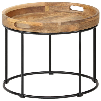 Table Basse Bois De Manguier Massif Et Acier 50X40 Cm