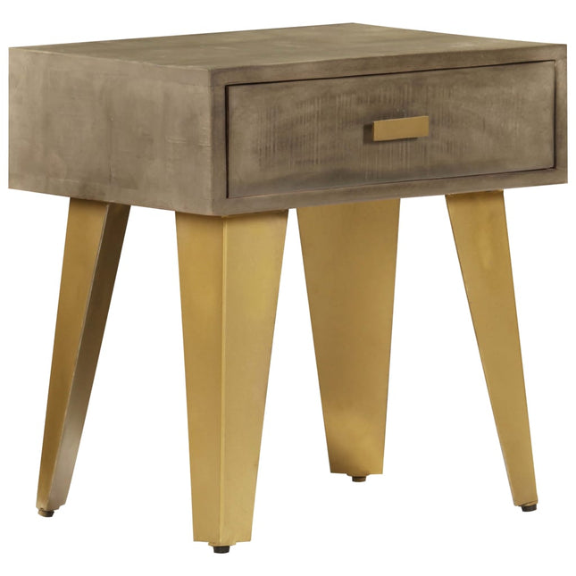 Table De Chevet 45X35X48 Cm Bois Solide De Manguier Et Fonte