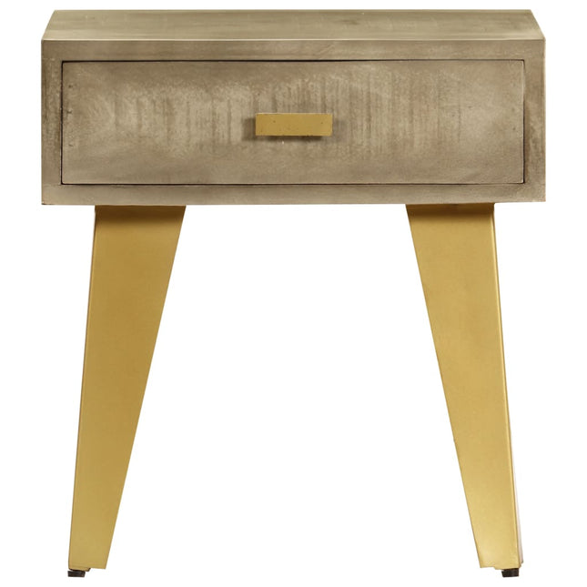 Table De Chevet 45X35X48 Cm Bois Solide De Manguier Et Fonte