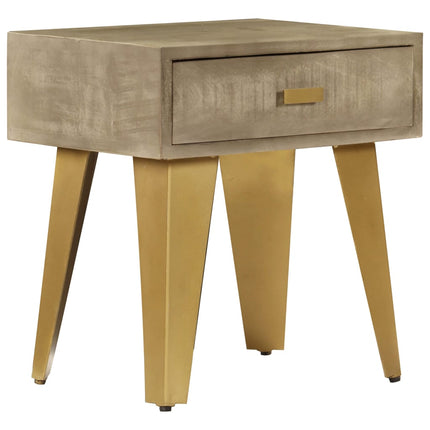 Table De Chevet 45X35X48 Cm Bois Solide De Manguier Et Fonte
