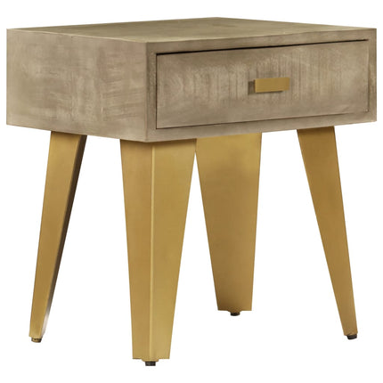 Table De Chevet 45X35X48 Cm Bois Solide De Manguier Et Fonte