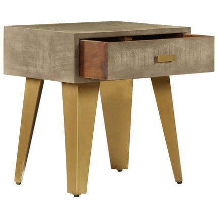 Table De Chevet 45X35X48 Cm Bois Solide De Manguier Et Fonte