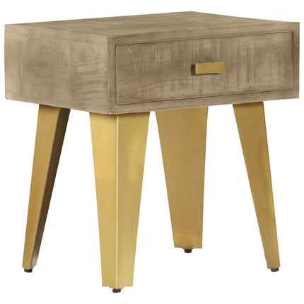 Table De Chevet 45X35X48 Cm Bois Solide De Manguier Et Fonte