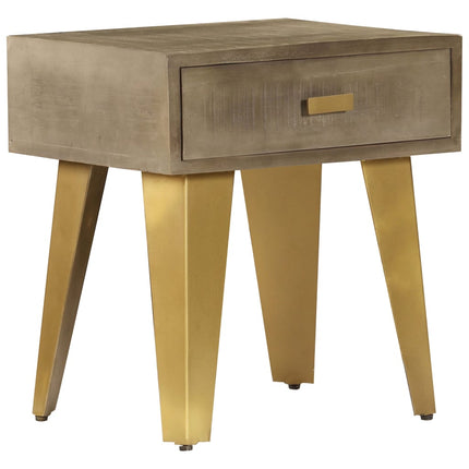 Table De Chevet 45X35X48 Cm Bois Solide De Manguier Et Fonte