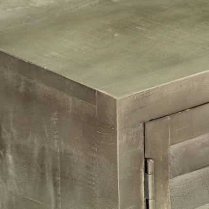 Meuble Tv Bois Solide De Manguier Gris Avec Laiton 110X30X48 Cm