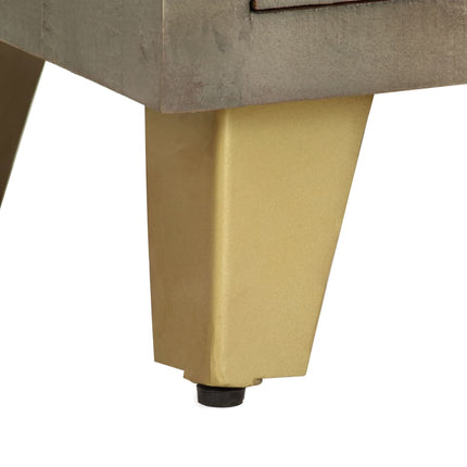 Meuble Tv Bois Solide De Manguier Gris Avec Laiton 110X30X48 Cm