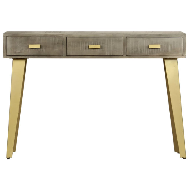 Table Console Bois De Manguier Gris Avec Laiton 110X35X76 Cm