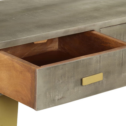 Table Console Bois De Manguier Gris Avec Laiton 110X35X76 Cm