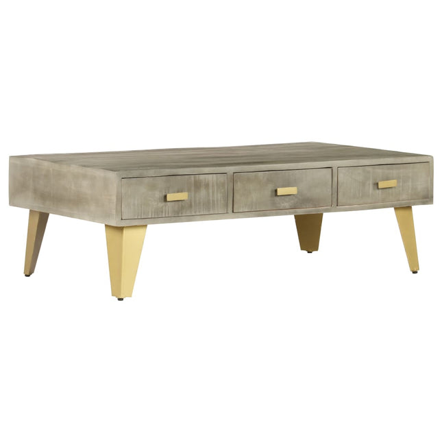 Table Basse Bois De Manguier Gris Avec Laiton 110X60X35 Cm