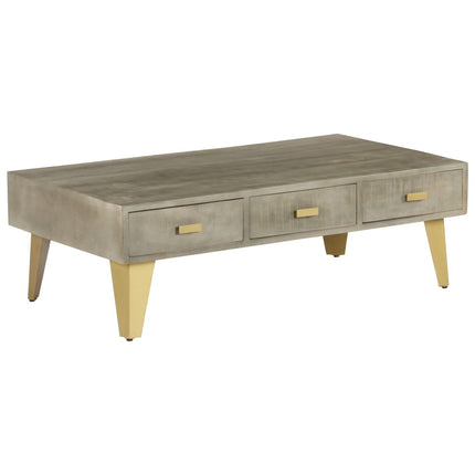 Table Basse Bois De Manguier Gris Avec Laiton 110X60X35 Cm
