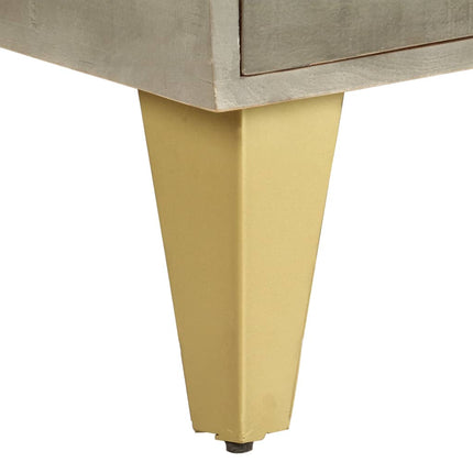 Table Basse Bois De Manguier Gris Avec Laiton 110X60X35 Cm