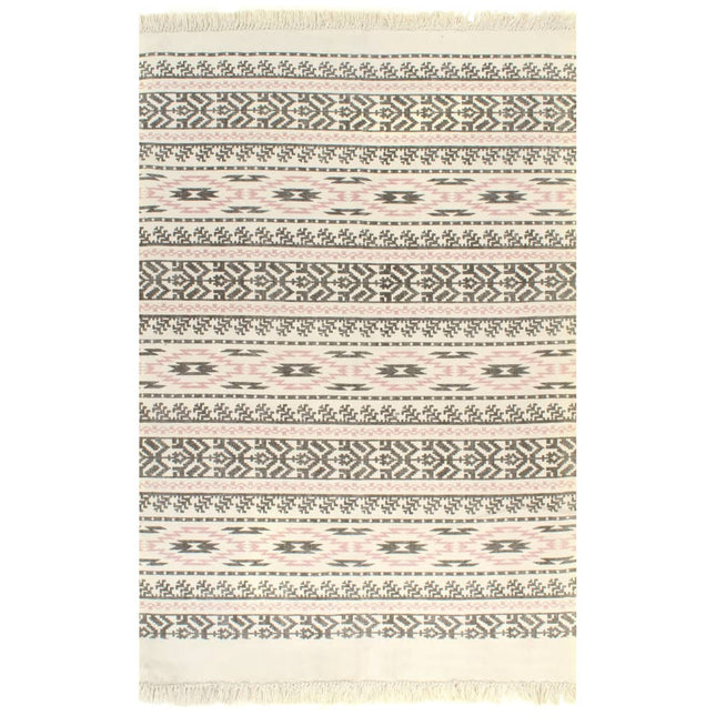 Tapis Kilim Coton Avec Motif Gris/Rose