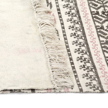 Tapis Kilim Coton Avec Motif Gris/Rose