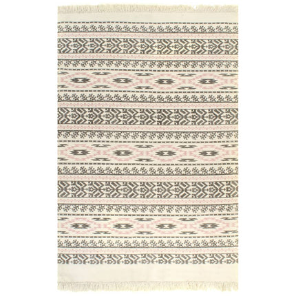 Tapis Kilim Coton Avec Motif Gris/Rose