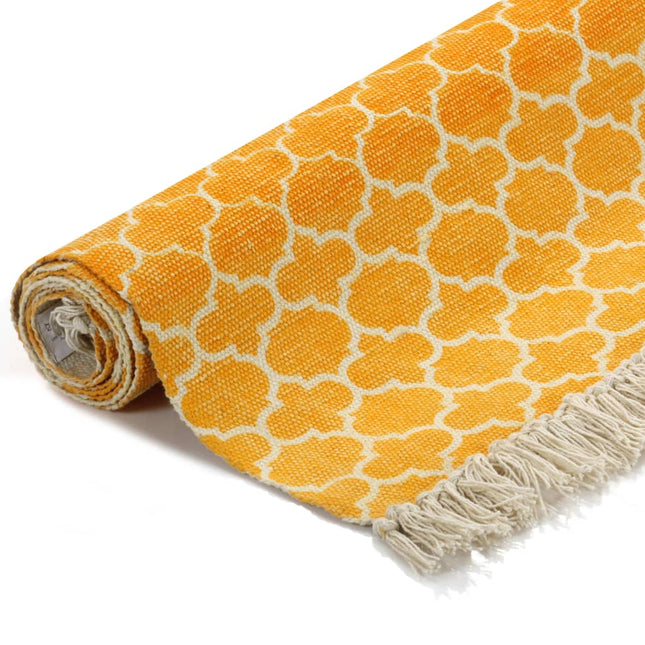 Tapis Kilim Coton Avec Motif Jaune