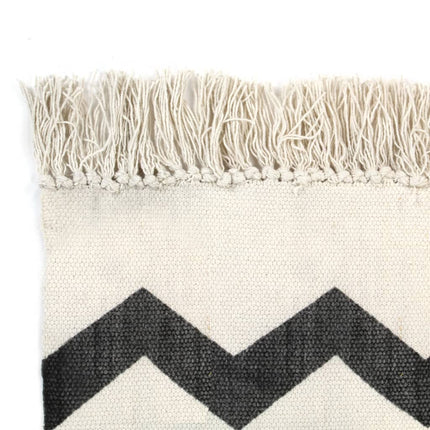 Tapis Kilim Coton Avec Motif Noir/Blanc