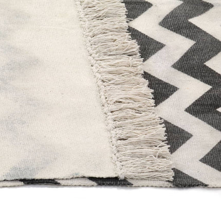 Tapis Kilim Coton Avec Motif Noir/Blanc