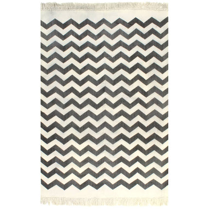 Tapis Kilim Coton Avec Motif Noir/Blanc