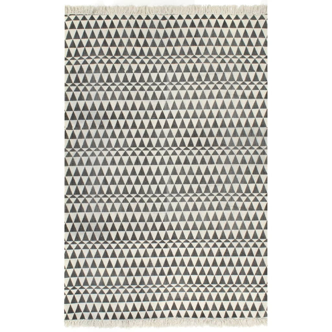 Tapis Kilim Coton Avec Motif Noir/Blanc