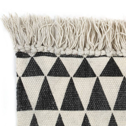 Tapis Kilim Coton Avec Motif Noir/Blanc