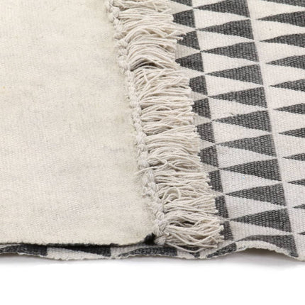 Tapis Kilim Coton Avec Motif Noir/Blanc