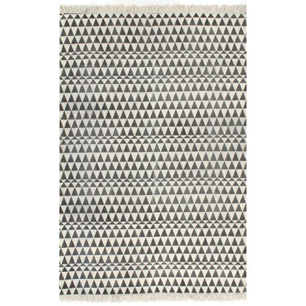 Tapis Kilim Coton Avec Motif Noir/Blanc