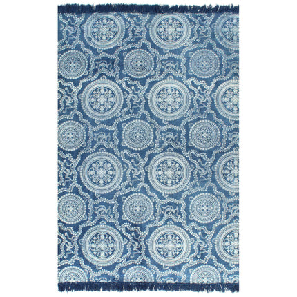 Tapis Kilim Coton Avec Motif Bleu