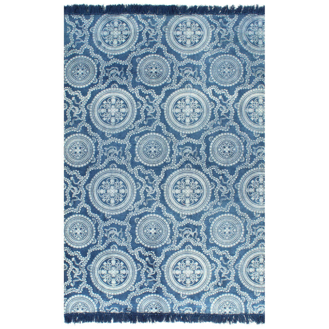 Tapis Kilim Coton Avec Motif Bleu
