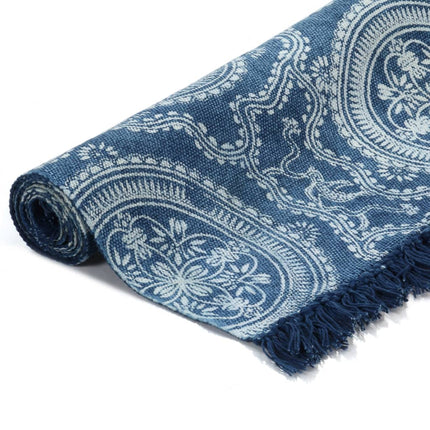 Tapis Kilim Coton Avec Motif Bleu