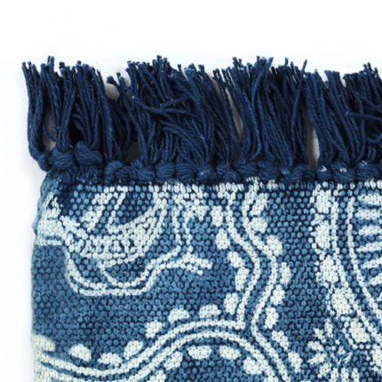 Tapis Kilim Coton Avec Motif Bleu