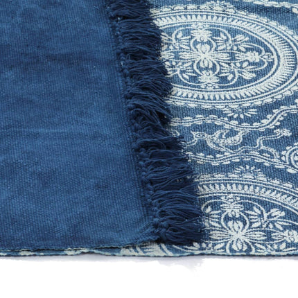 Tapis Kilim Coton Avec Motif Bleu